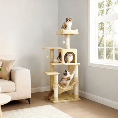 Multi-Level Cat Tree, Cat Tower Condo with 4 Scratching Posts, Hammock - image 16
