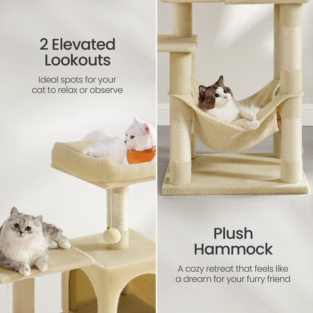 Multi-Level Cat Tree, Cat Tower Condo with 4 Scratching Posts, Hammock - image 17