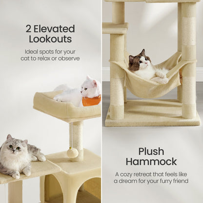 Multi-Level Cat Tree, Cat Tower Condo with 4 Scratching Posts, Hammock - image 17