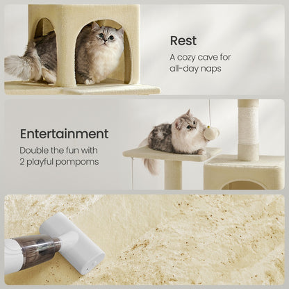 Multi-Level Cat Tree, Cat Tower Condo with 4 Scratching Posts, Hammock - image 18