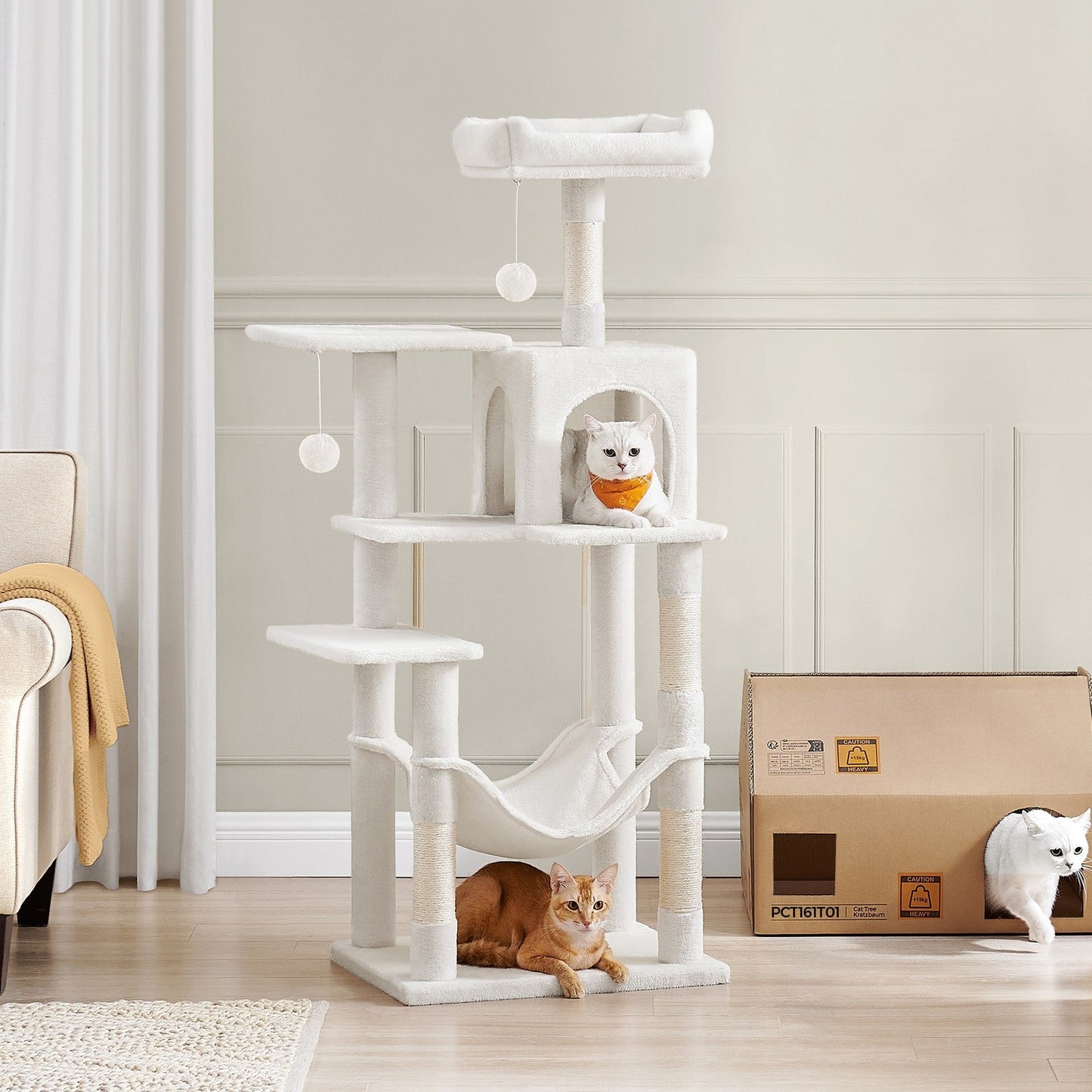 Multi-Level Cat Tree, Cat Tower Condo with 4 Scratching Posts, Hammock - image 19