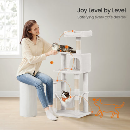 Multi-Level Cat Tree, Cat Tower Condo with 4 Scratching Posts, Hammock - image 20