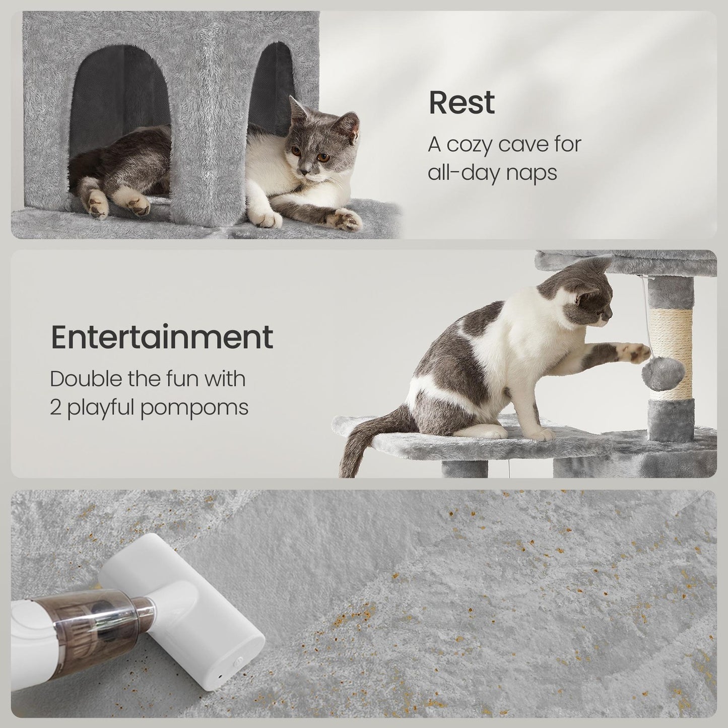 Multi-Level Cat Tree, Cat Tower Condo with 4 Scratching Posts, Hammock - image 28