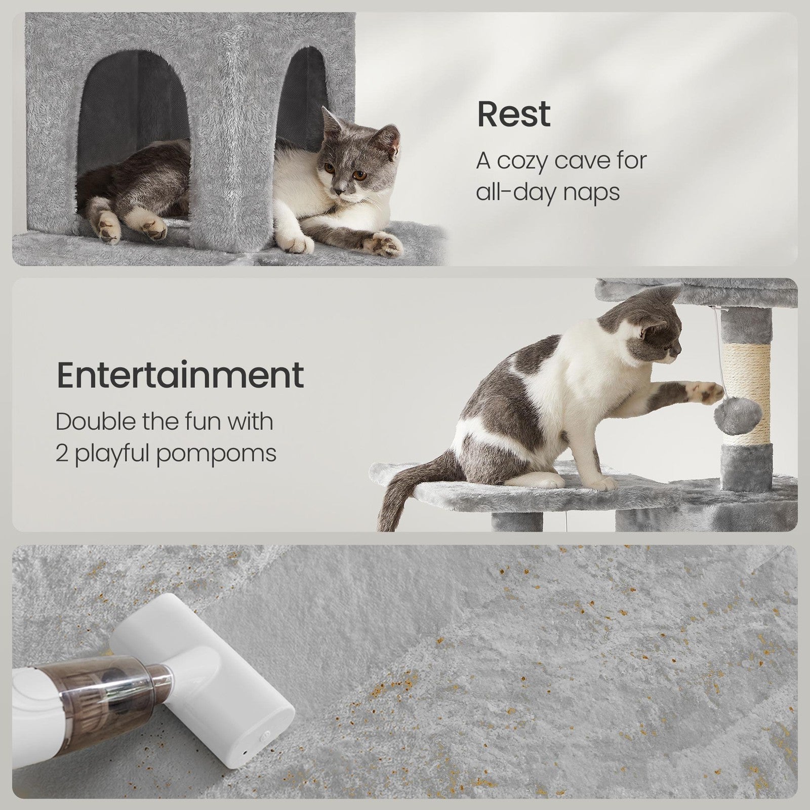 Multi-Level Cat Tree, Cat Tower Condo with 4 Scratching Posts, Hammock - image 28