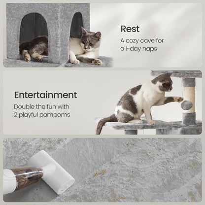 Multi-Level Cat Tree, Cat Tower Condo with 4 Scratching Posts, Hammock - image 28