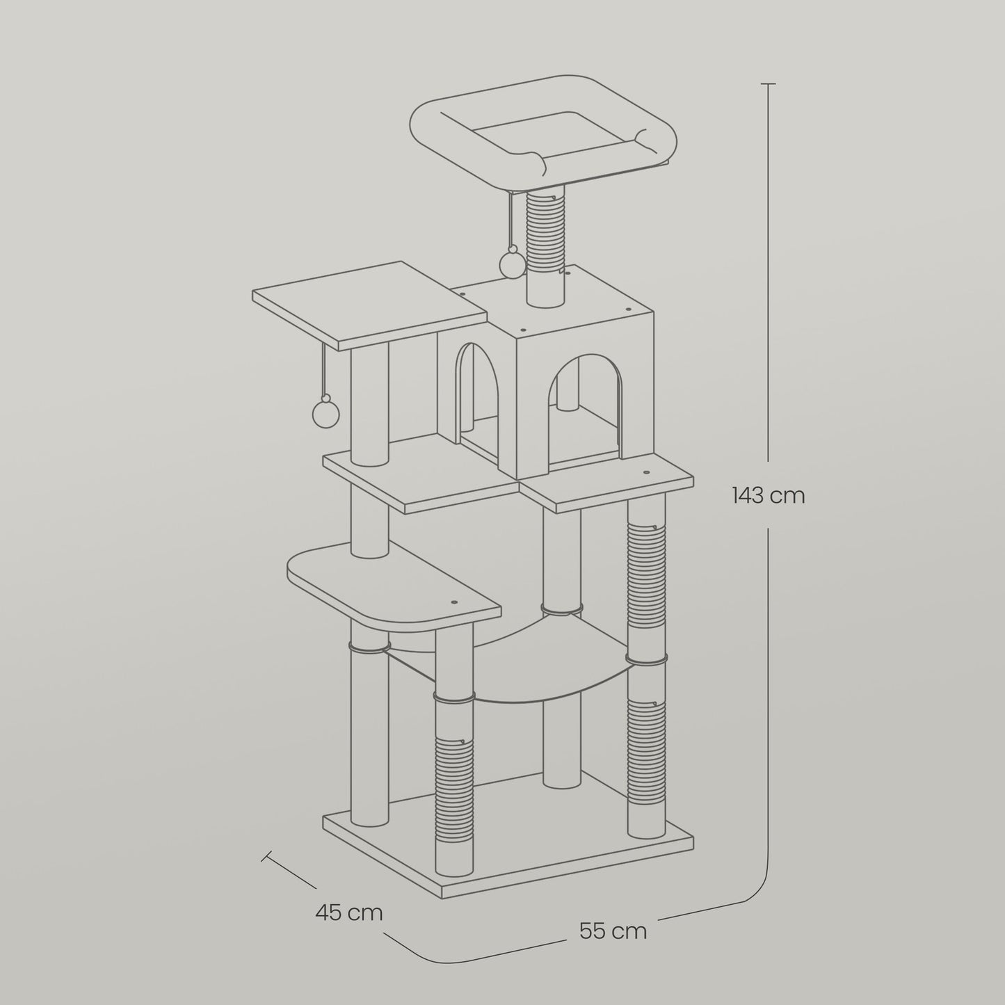 Multi-Level Cat Tree, Cat Tower Condo with 4 Scratching Posts, Hammock - image 29