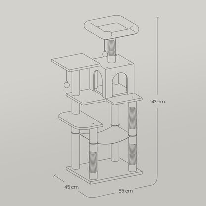 Multi-Level Cat Tree, Cat Tower Condo with 4 Scratching Posts, Hammock - image 29