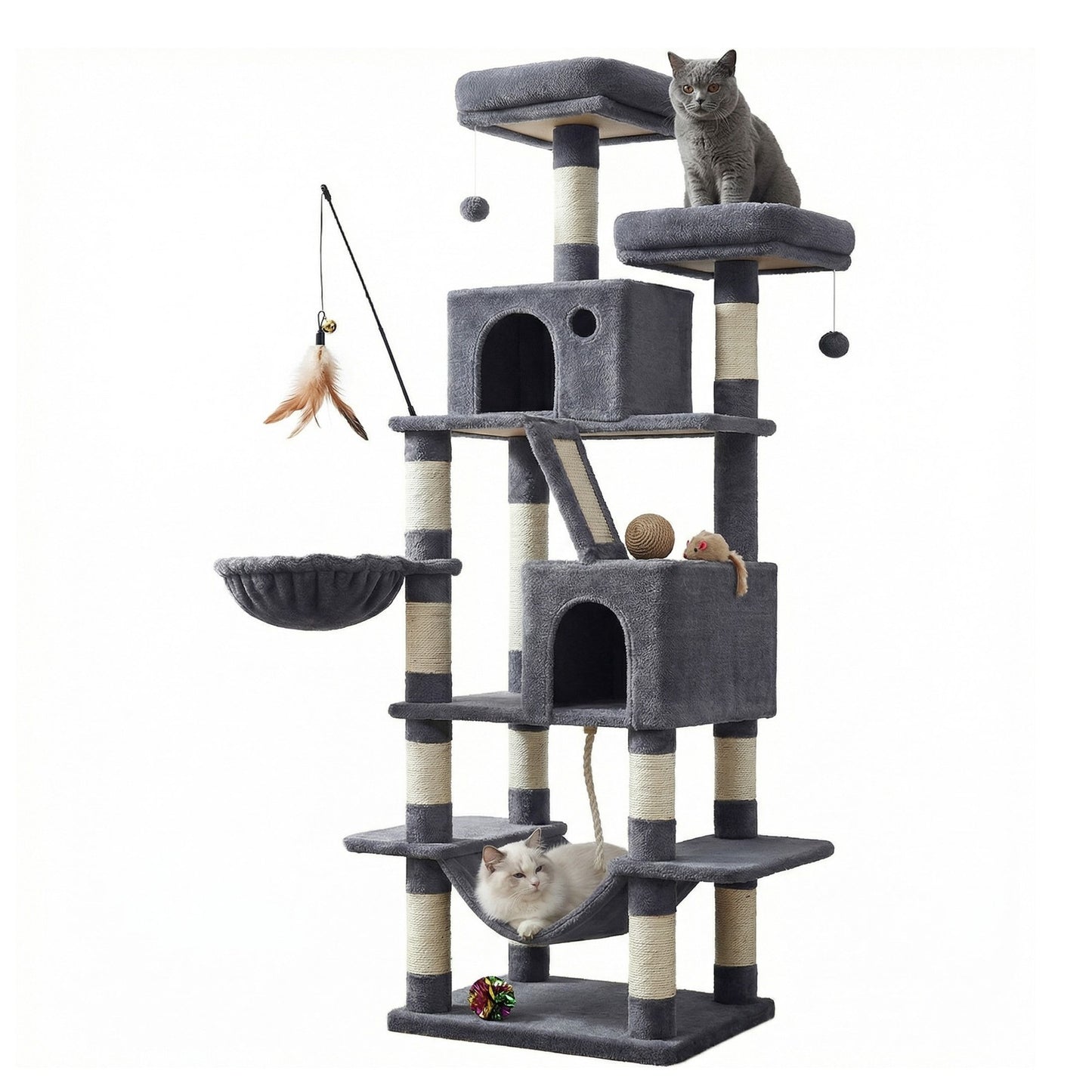 XL Cat Tree Tower for Multi-Cat Households, Dark Grey - image 83