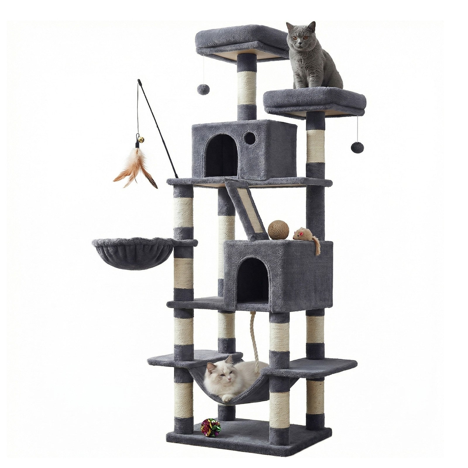 XL Cat Tree Tower for Multi-Cat Households, Dark Grey - image 83