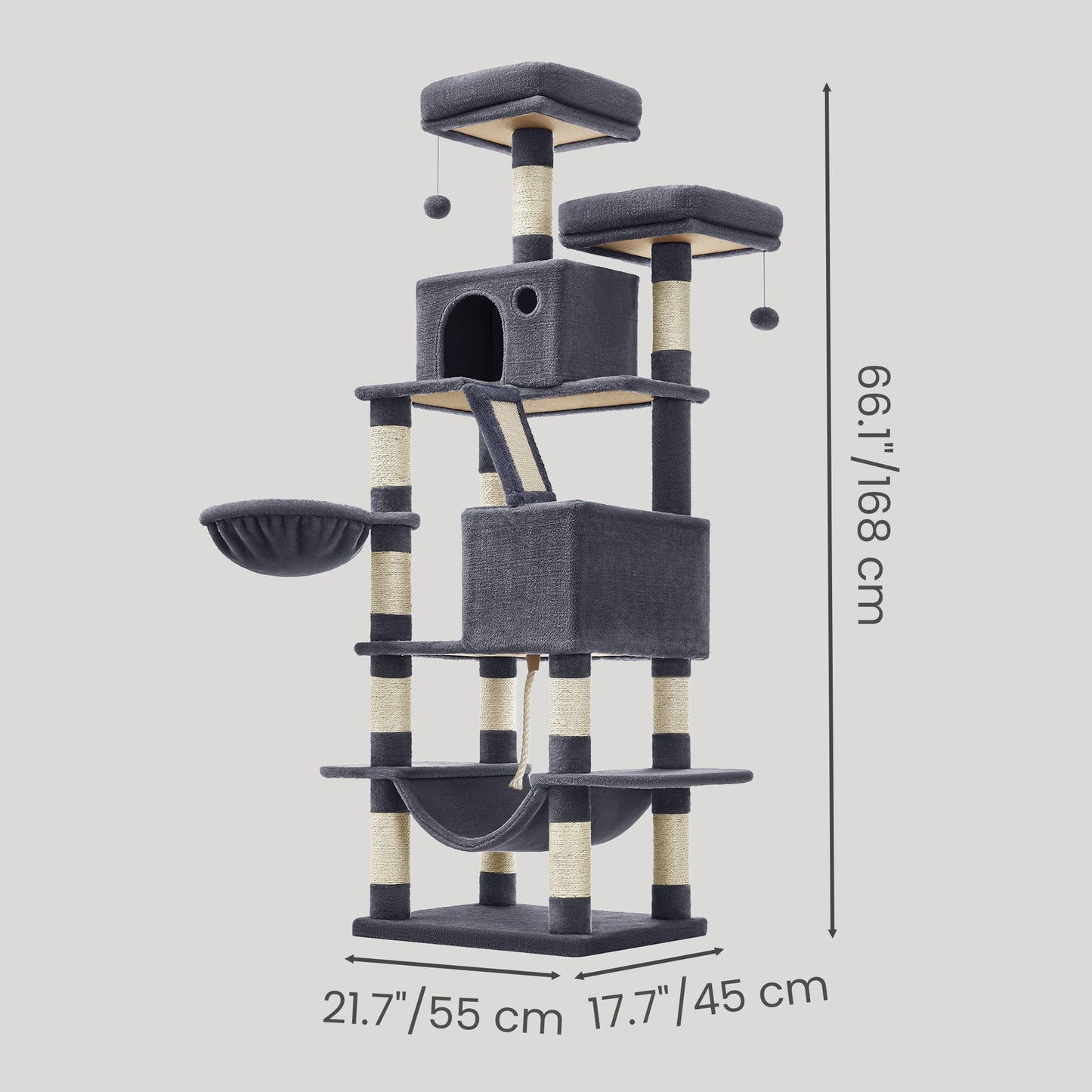 XL Cat Tree Tower for Multi-Cat Households, Dark Grey - image 84