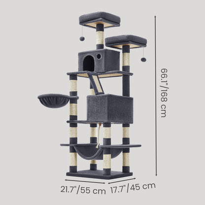 XL Cat Tree Tower for Multi-Cat Households, Dark Grey - image 84