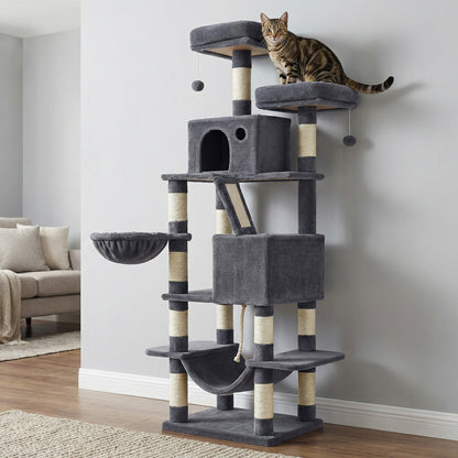 XL Cat Tree Tower for Multi-Cat Households, Dark Grey - image 86