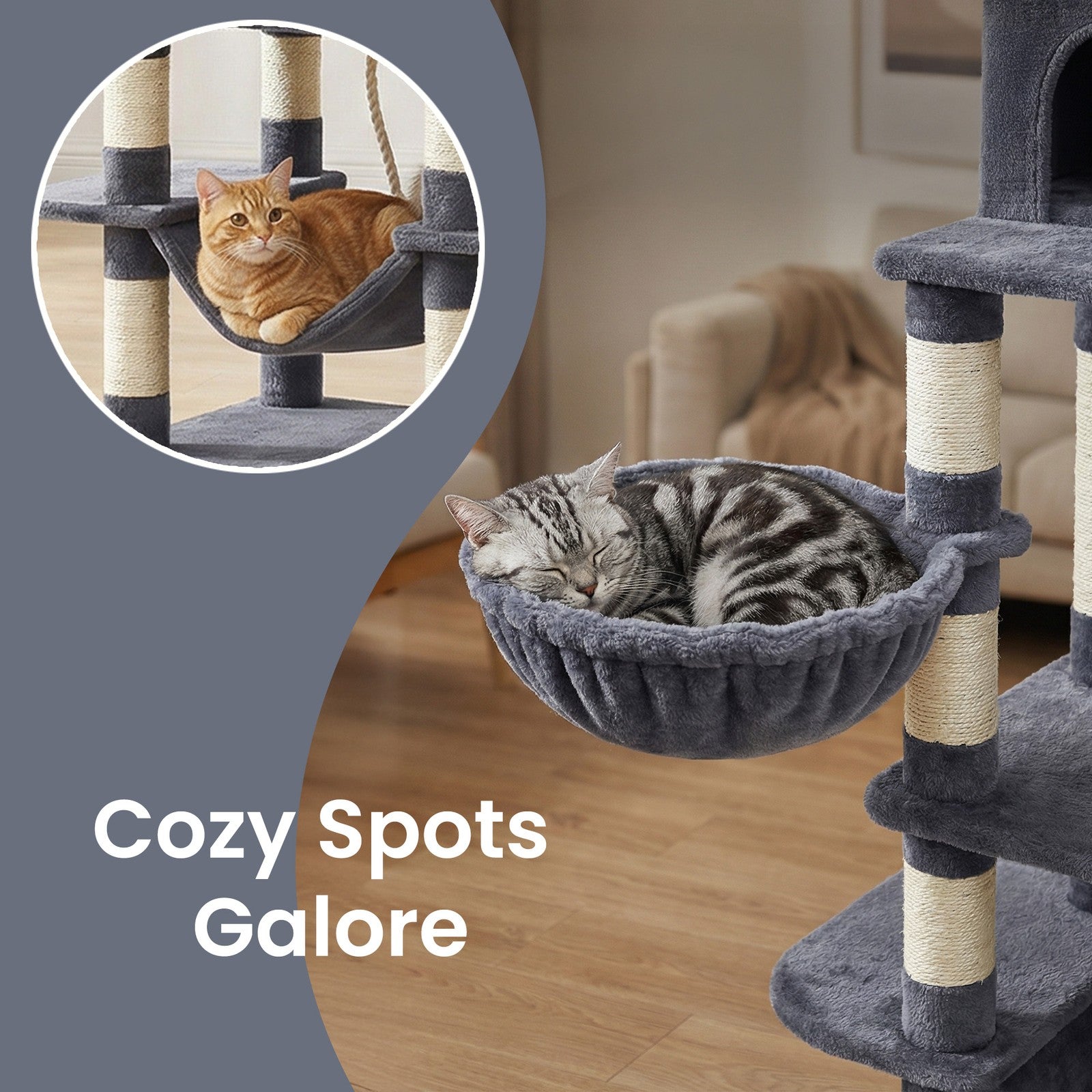 XL Cat Tree Tower for Multi-Cat Households, Dark Grey - image 87