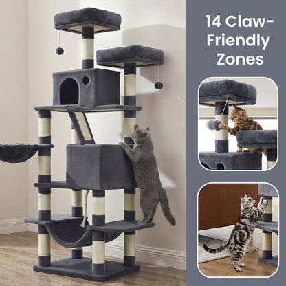 XL Cat Tree Tower for Multi-Cat Households, Dark Grey - image 88