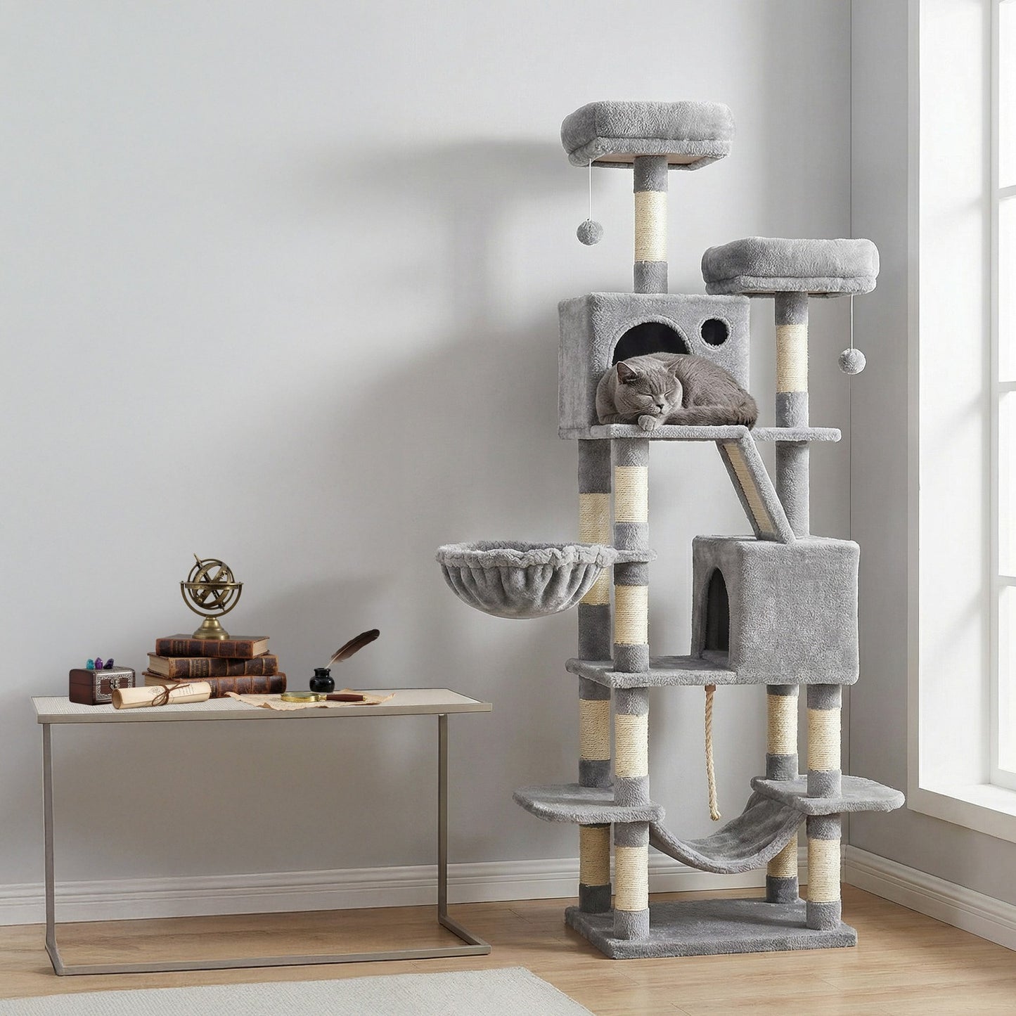 XL Cat Tree Tower for Multi-Cat Households, Dark Grey - image 61