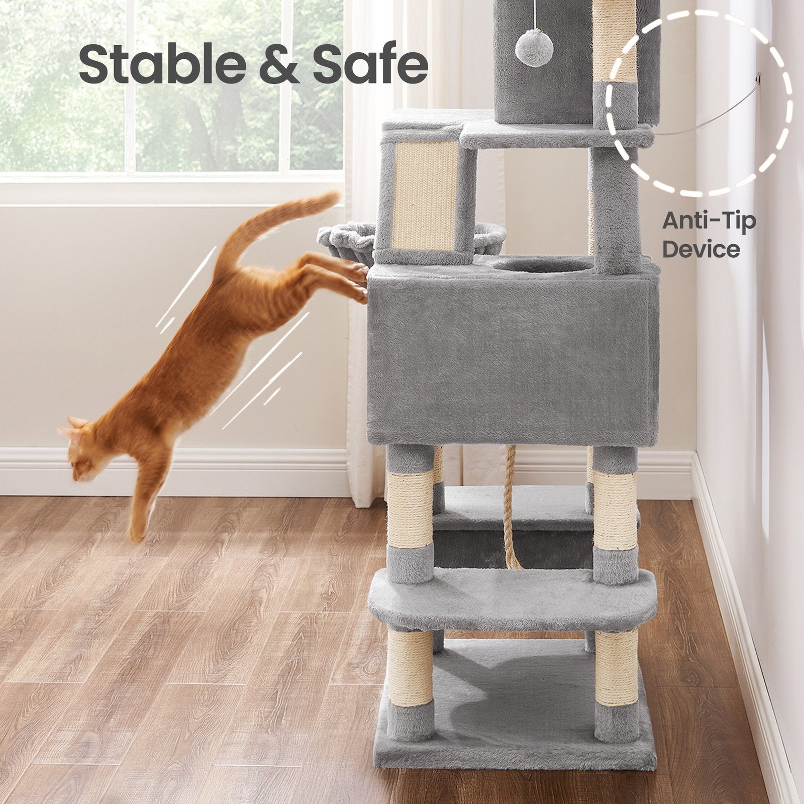 XL Cat Tree Tower for Multi-Cat Households, Dark Grey - image 63