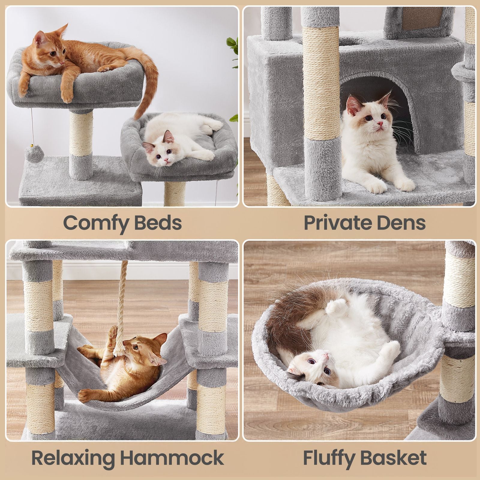 XL Cat Tree Tower for Multi-Cat Households, Dark Grey - image 64