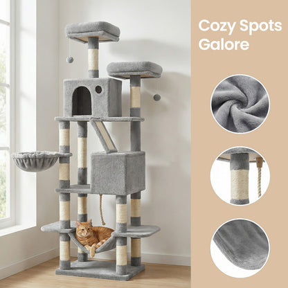 XL Cat Tree Tower for Multi-Cat Households, Dark Grey - image 65