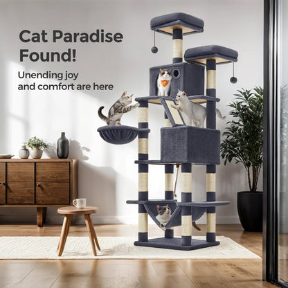 XL Cat Tree Tower for Multi-Cat Households, Dark Grey - image 3