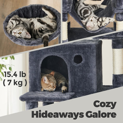 XL Cat Tree Tower for Multi-Cat Households, Dark Grey - image 5