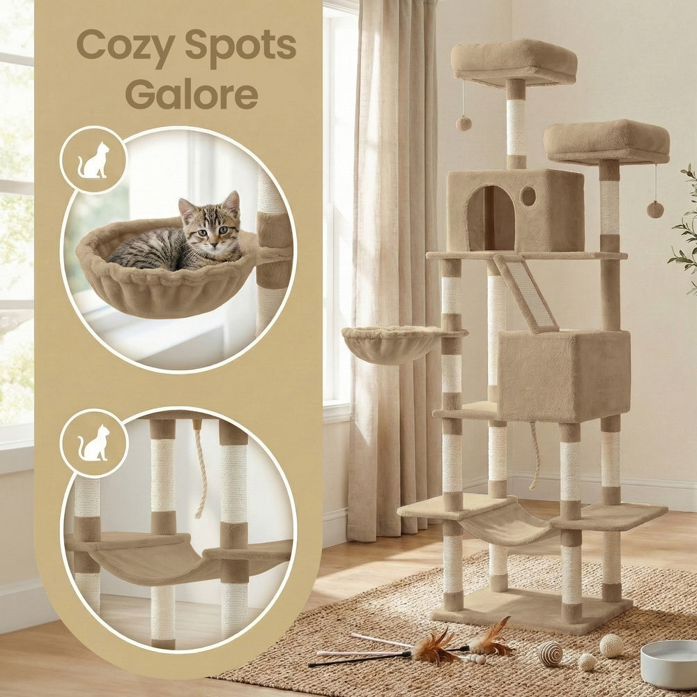 XL Cat Tree Tower for Multi-Cat Households, Dark Grey - image 54