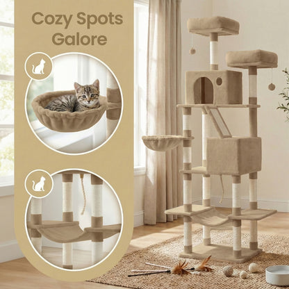 XL Cat Tree Tower for Multi-Cat Households, Dark Grey - image 54