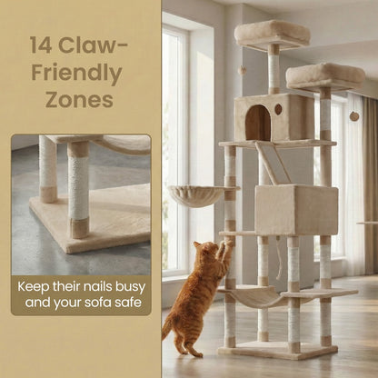 XL Cat Tree Tower for Multi-Cat Households, Dark Grey - image 56