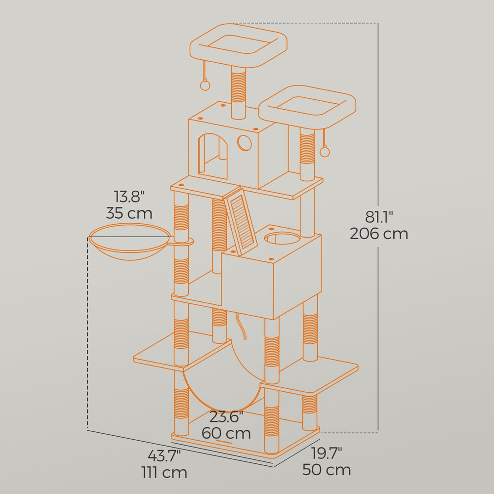 XL Cat Tree Tower for Multi-Cat Households, Dark Grey - image 21