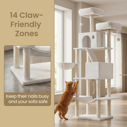 XL Cat Tree Tower for Multi-Cat Households, Dark Grey - image 34