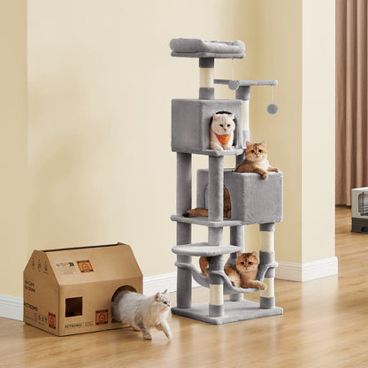 Cat Tree, 155 cm Cat Tower for Indoor Cats, Plush Multi-Level Cat Condo - image 2
