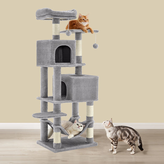 Cat Tree, 155 cm Cat Tower for Indoor Cats, Plush Multi-Level Cat Condo - image 1