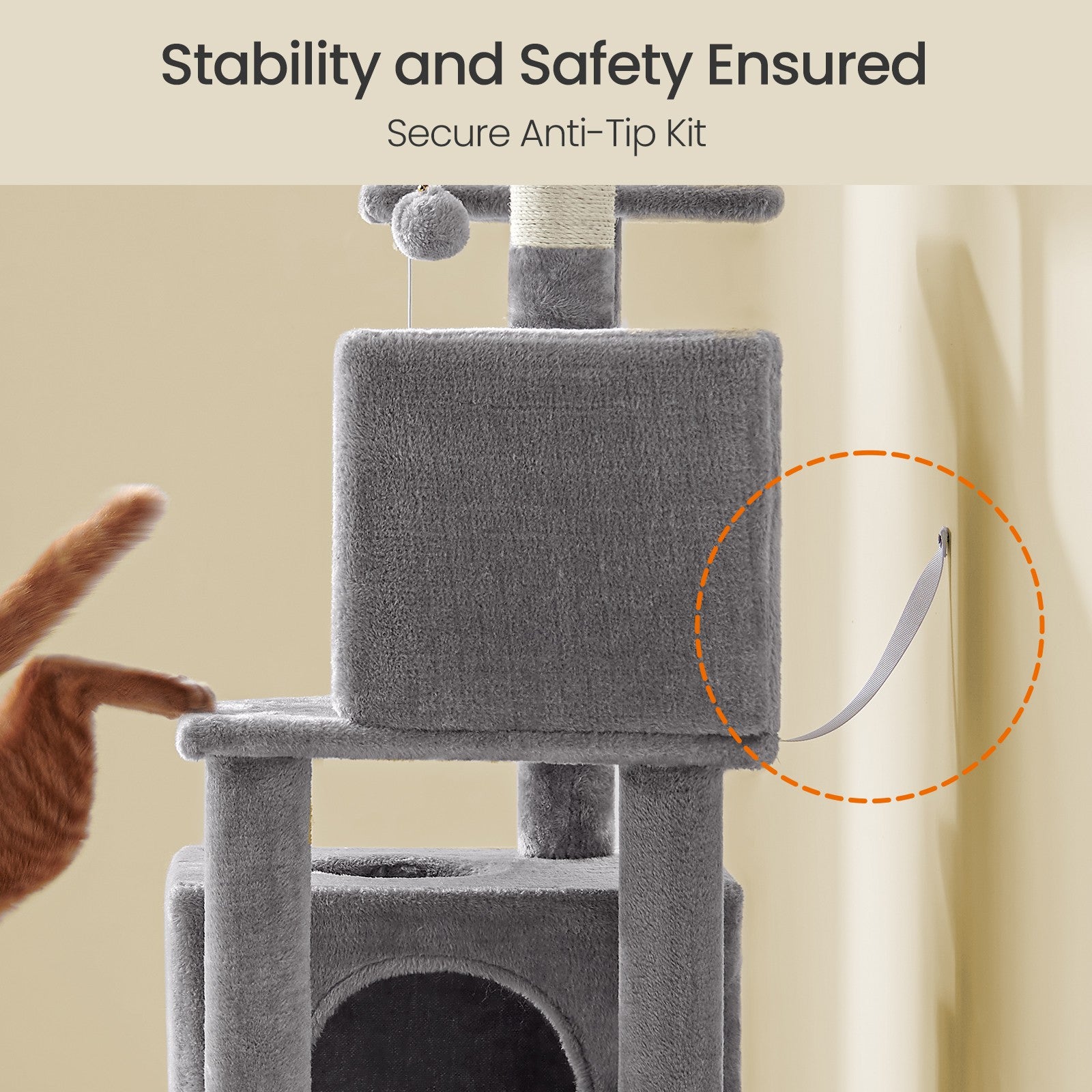 Cat Tree, 155 cm Cat Tower for Indoor Cats, Plush Multi-Level Cat Condo - image 3