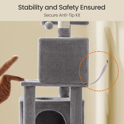 Cat Tree, 155 cm Cat Tower for Indoor Cats, Plush Multi-Level Cat Condo - image 3