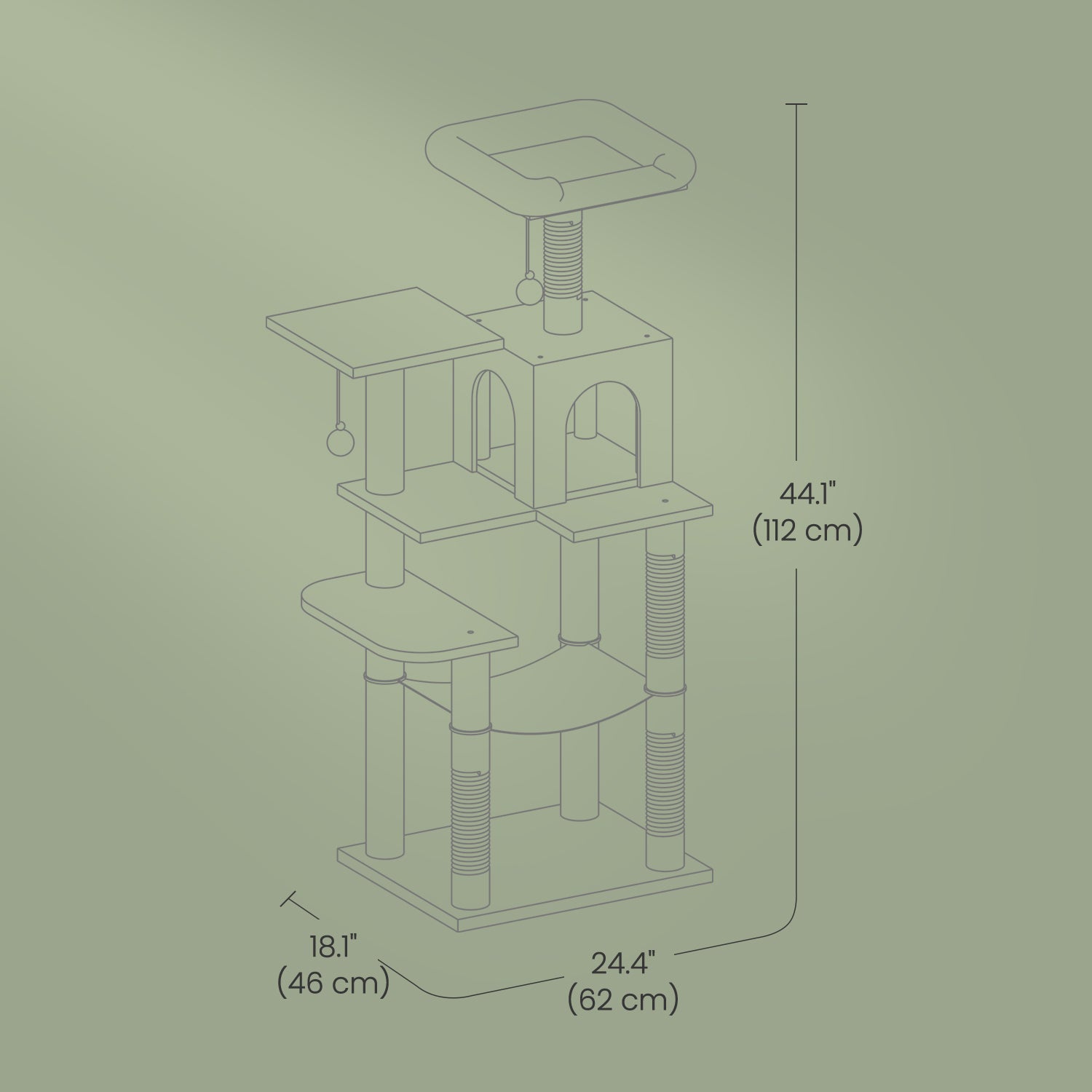 Multi-Level Cat Tree, Cat Tower Condo with 4 Scratching Posts, Hammock - image 11