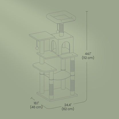 Multi-Level Cat Tree, Cat Tower Condo with 4 Scratching Posts, Hammock - image 11