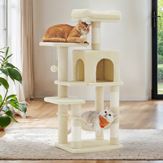 Multi-Level Cat Tree, Cat Tower Condo with 4 Scratching Posts, Hammock - image 1