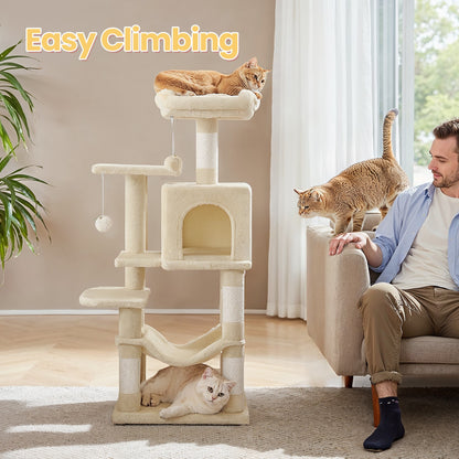 Multi-Level Cat Tree, Cat Tower Condo with 4 Scratching Posts, Hammock - image 2
