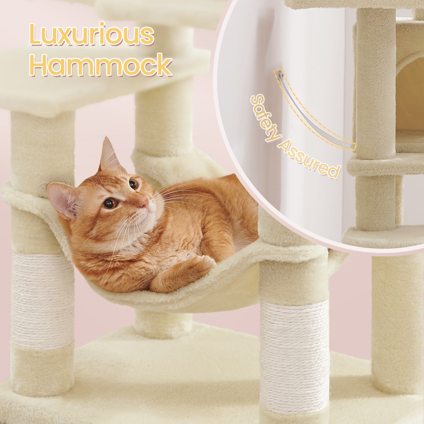 Multi-Level Cat Tree, Cat Tower Condo with 4 Scratching Posts, Hammock - image 3
