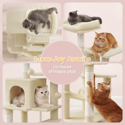 Multi-Level Cat Tree, Cat Tower Condo with 4 Scratching Posts, Hammock - image 4
