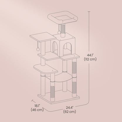 Multi-Level Cat Tree, Cat Tower Condo with 4 Scratching Posts, Hammock - image 5