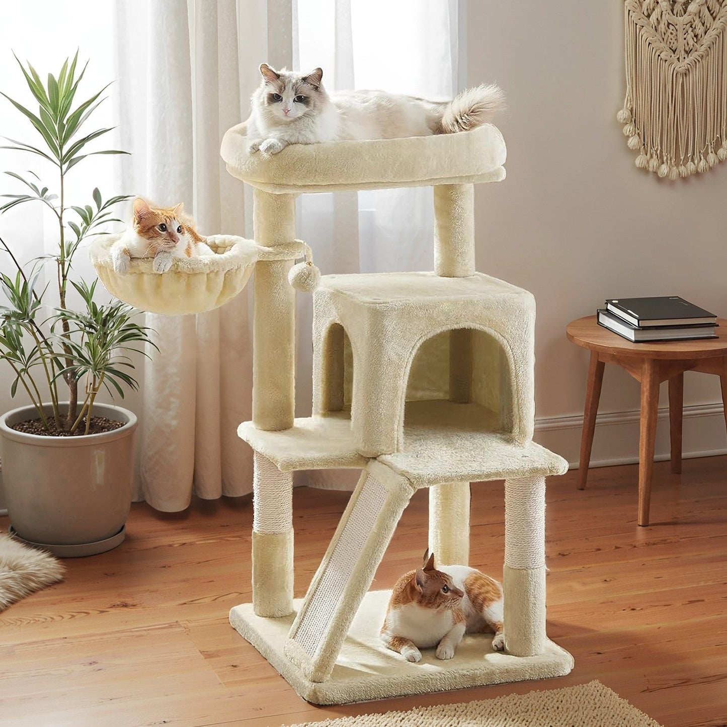 Small Cat Tree Tower with Sisal Scratching Posts, Light Grey - image 15