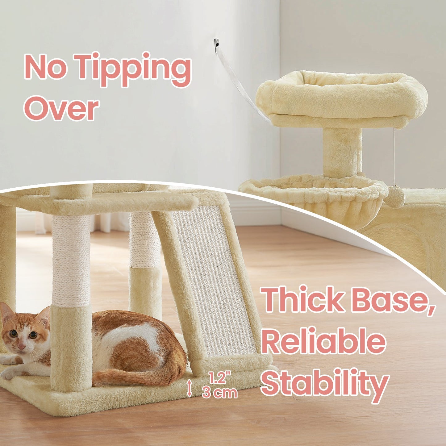 Small Cat Tree Tower with Sisal Scratching Posts, Light Grey - image 19
