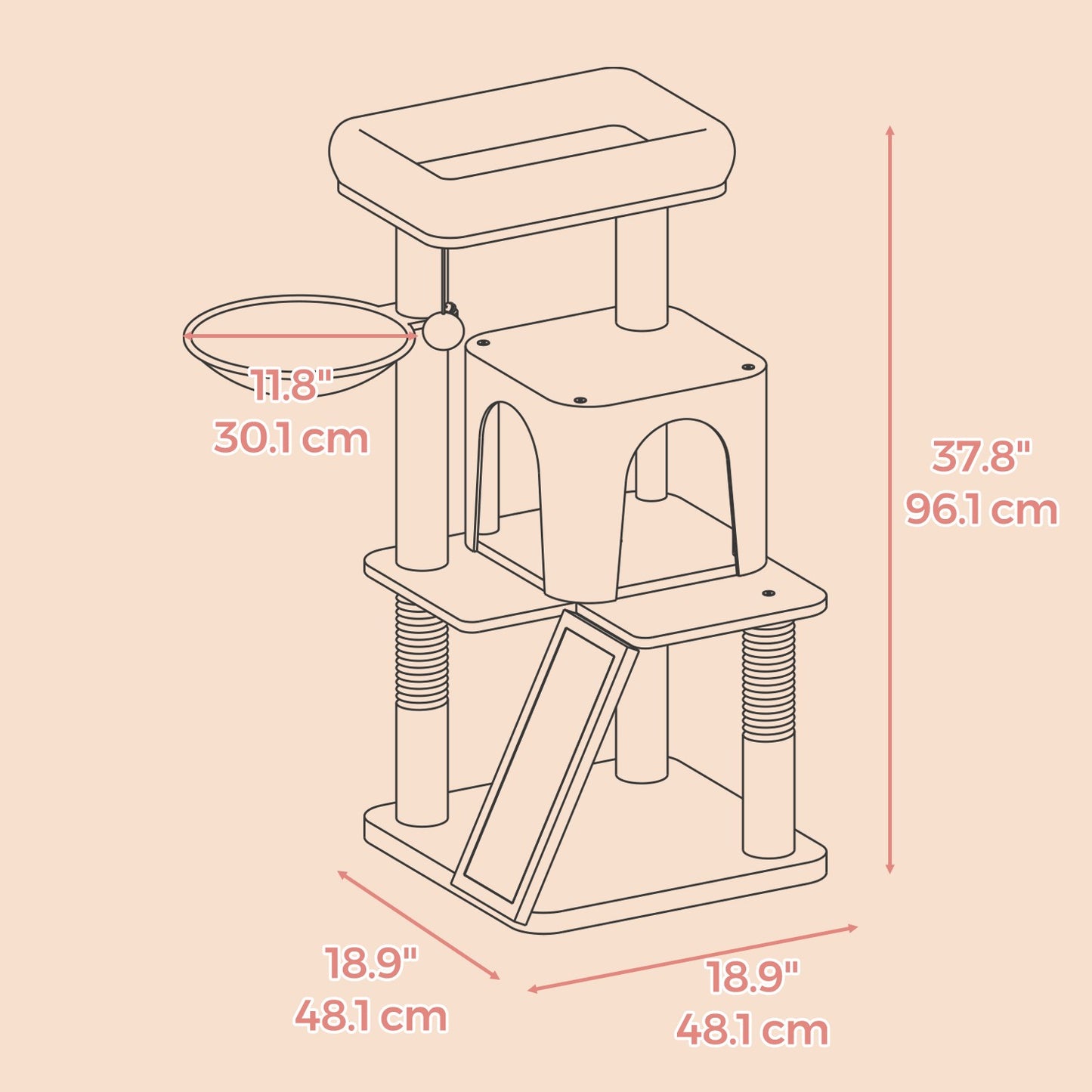 Small Cat Tree Tower with Sisal Scratching Posts, Light Grey - image 20