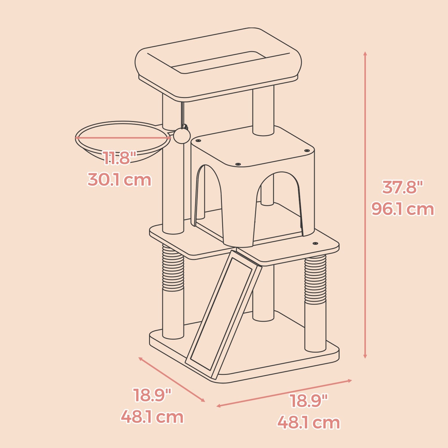 Small Cat Tree Tower with Sisal Scratching Posts, Light Grey - image 20
