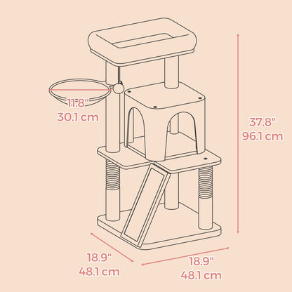 Small Cat Tree Tower with Sisal Scratching Posts, Light Grey - image 20
