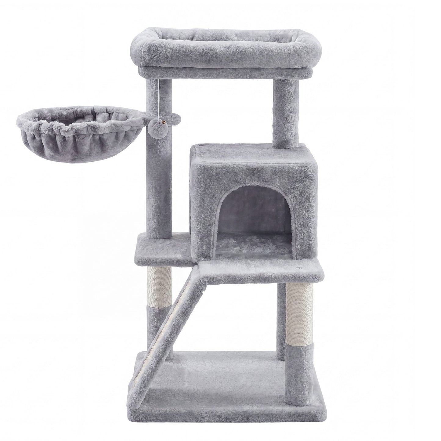 Small Cat Tree Tower with Sisal Scratching Posts, Light Grey - image 2