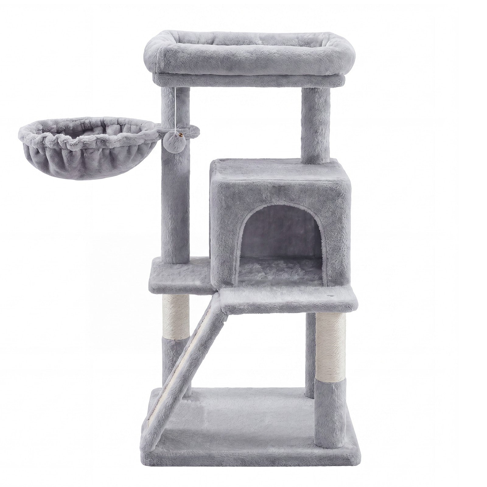 Small Cat Tree Tower with Sisal Scratching Posts, Light Grey - image 2