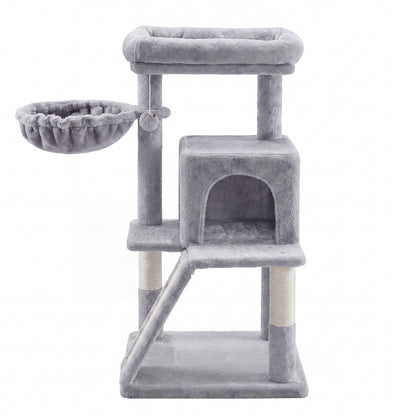 Small Cat Tree Tower with Sisal Scratching Posts, Light Grey - image 2