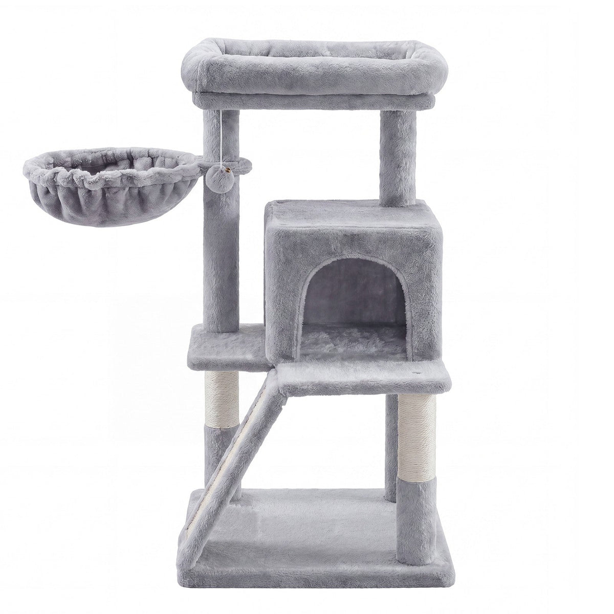 Small Cat Tree Tower with Sisal Scratching Posts, Light Grey - image 1