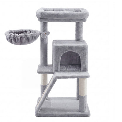 Small Cat Tree Tower with Sisal Scratching Posts, Light Grey - image 1